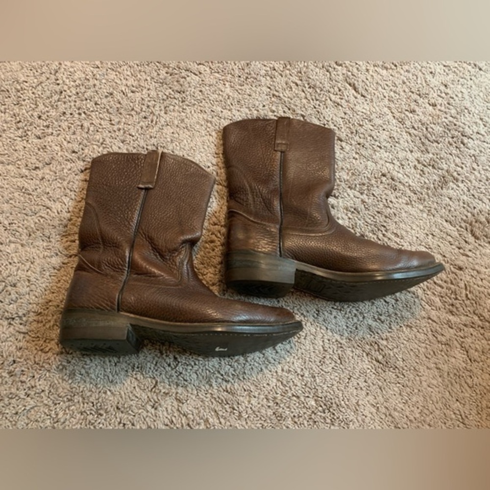 Vintage Browning Cowboy Western Motorcycle Boots Oil Resistant Leather Brown 40